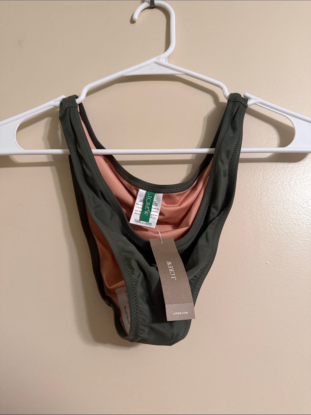 J. Crew Two-Tone Olive Green and Dusty Pink Swim Bottoms